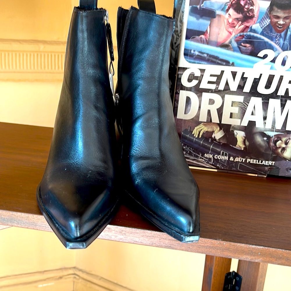 Zara Black Leather Ankle Boots.